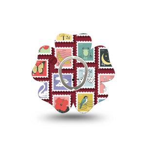 ExpressionMed Postage Stamp Dexcom G7 and Dexcom Stelo Glucose Biosensor System Flower, Single Tape and Single Sticker Fun postage stamps Patch for CGM