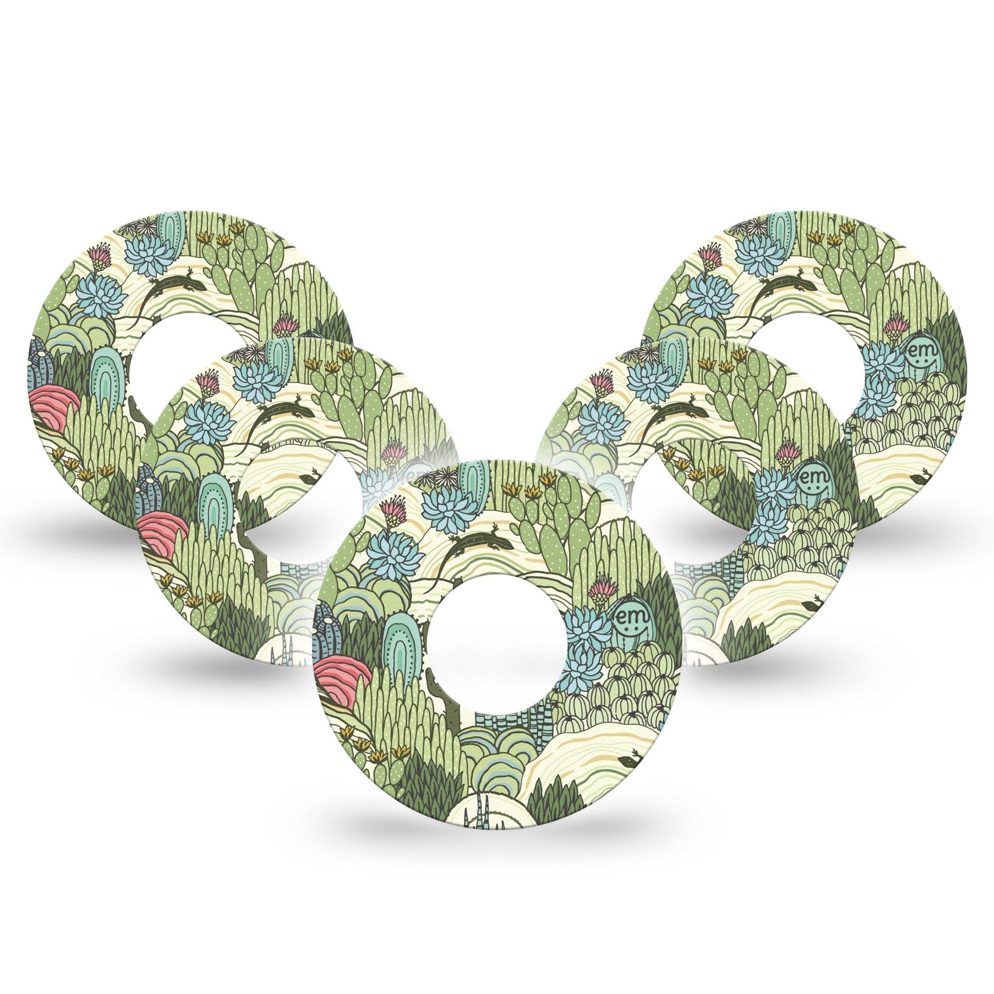 ExpressionMed Cactus Infusion Set Tape 10-Pack Tape Desert Cacti Blooms, Overlay Patch Continuous Glucose Monitor Design