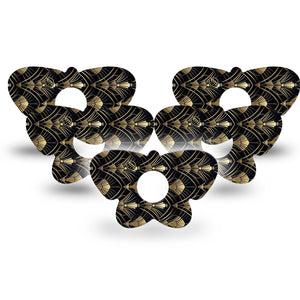 ExpressionMed Midnight Deco Freestyle Libre 3 and Libre 3 Plus Butterfly, 5-Pack Black gold art deco Waterproof Sensor Cover for Continuous Glucose Monitor
