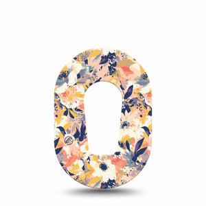 ExpressionMed Tinted Blooms Dexcom G6 Mini Tape Single Peachy Navy Toned Florals Adhesive Tape CGM Design