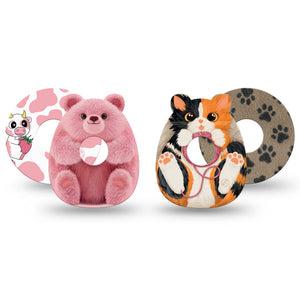 ExpressionMed Cozy Critters Freestyle Libre 3 and Libre 3 Plus, 4-Pack Tape Adorable animals Best Covers for CGM