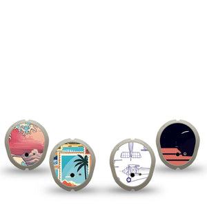 ExpressionMed Wander & Roam Variety Pack Dexcom G7 Sticker, 4-pack Sticker Variety, Vacation Themed, Vinyl Decoration  CGM Design