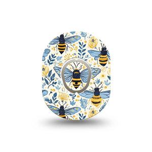 ExpressionMed Busy Bees Dexcom G7 and Dexcom Stelo Glucose Biosensor System Mini, Single Tape and Single Sticker Florals and bees Waterproof Sensor Cover for CGM