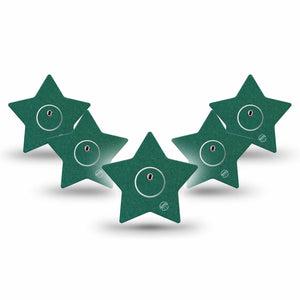 ExpressionMed Forest Green Freestyle Libre 3 and Libre 3 Plus Star Shape Tape, 5-Pack Tape and 5-Pack Sticker Pantone 7727U, Patch CGM Design