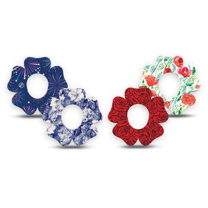 ExpressionMed Heritage Floral Dexcom G7 and Dexcom Stelo Glucose Biosensor System Flower, 4-Pack Tape vintage floral Adhesive Patch for Continuous Glucose Monitor