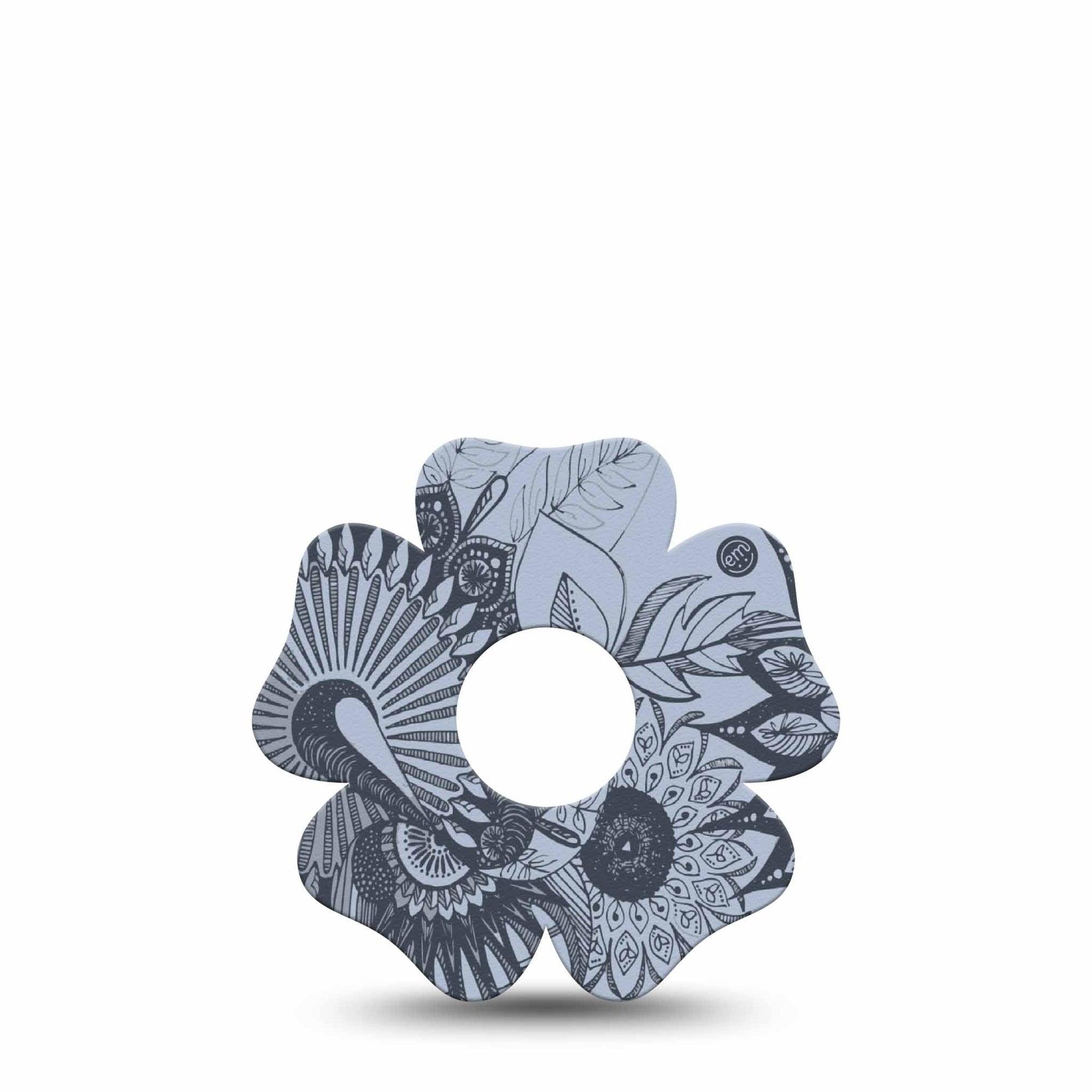 ExpressionMed Dani Freestyle Libre 3 and Libre 3 Plus Flower Shape Tape Single Tape Floral Illustration Overlay Tape CGM Design