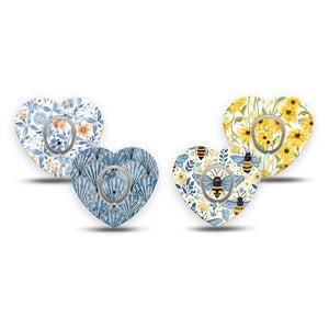ExpressionMed Sunny Coast Dexcom G7 and Dexcom Stelo Glucose Biosensor System Heart, tape and sticker  Cute cottagecore patterns Vinyl Decoration for CGM