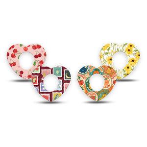 ExpressionMed Sweet Stickers Dexcom G7 and Dexcom Stelo Glucose Biosensor System Heart, 4-Pack Tape Motif sticker inspired Fixing Ring Tape for Continuous Glucose Monitor