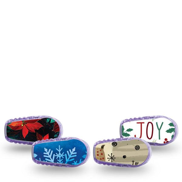 ExpressionMed Winter Woodland Cheer Variety Pack Dexcom G6 Sticker, 4-Pack Sticker Variety Cozy Winter, Vinyl Decoration Continuous Glucose Monitor Design