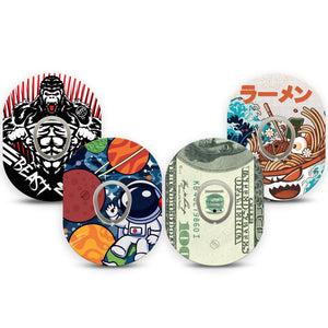 ExpressionMed Outlaw Legends Variety Pack Dexcom G7 Sticker and Tape, Dexcom Stelo Glucose Biosensor System,  Fantasy Adventure Designs, Vinyl Sticker and Tape Pairing Continuous Glucose Monitor Design