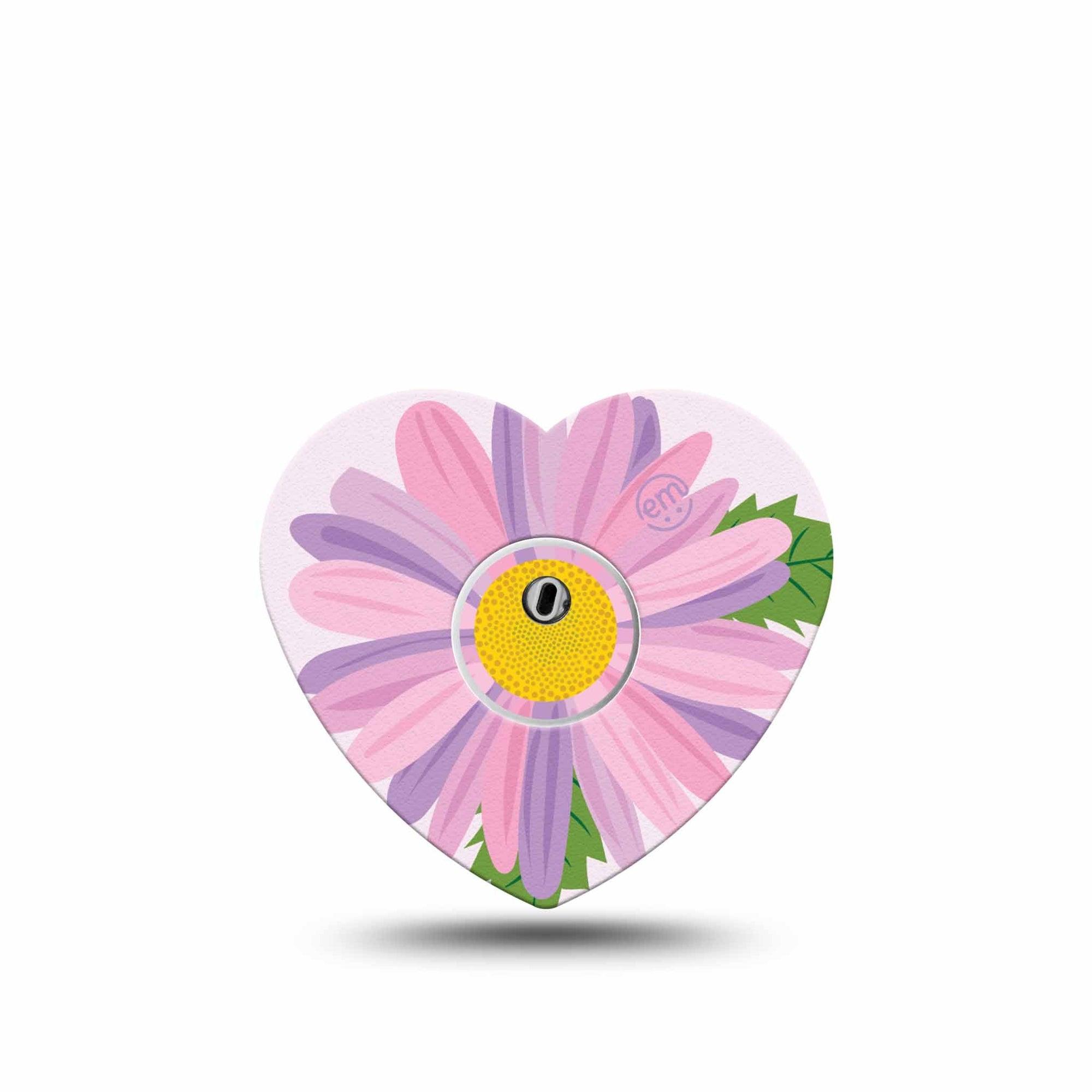 ExpressionMed Daisy Freestyle Libre 3 and Libre 3 Plus Heart Shape Tape Single Tape and Single Sticker Vibrant Daisy Overlay Tape CGM Design