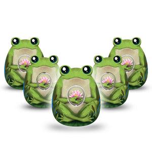 ExpressionMed Froggy Dexcom G7 Gumdrop Shape Tape, Dexcom Stelo Glucose Biosensor System, 5-Pack Tape and 5-Pack Sticker Green Frog, Patch CGM Design