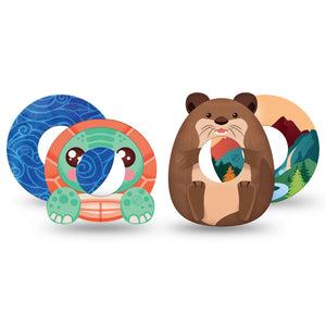 ExpressionMed River Retreat Variety Pack Freestyle Libre and Libre 2 Plus Tape, Abbott Lingo, 4-Pack Tape Variety Sweet River Critters, Fixing Ring Tape Continuous Glucose Monitor Design