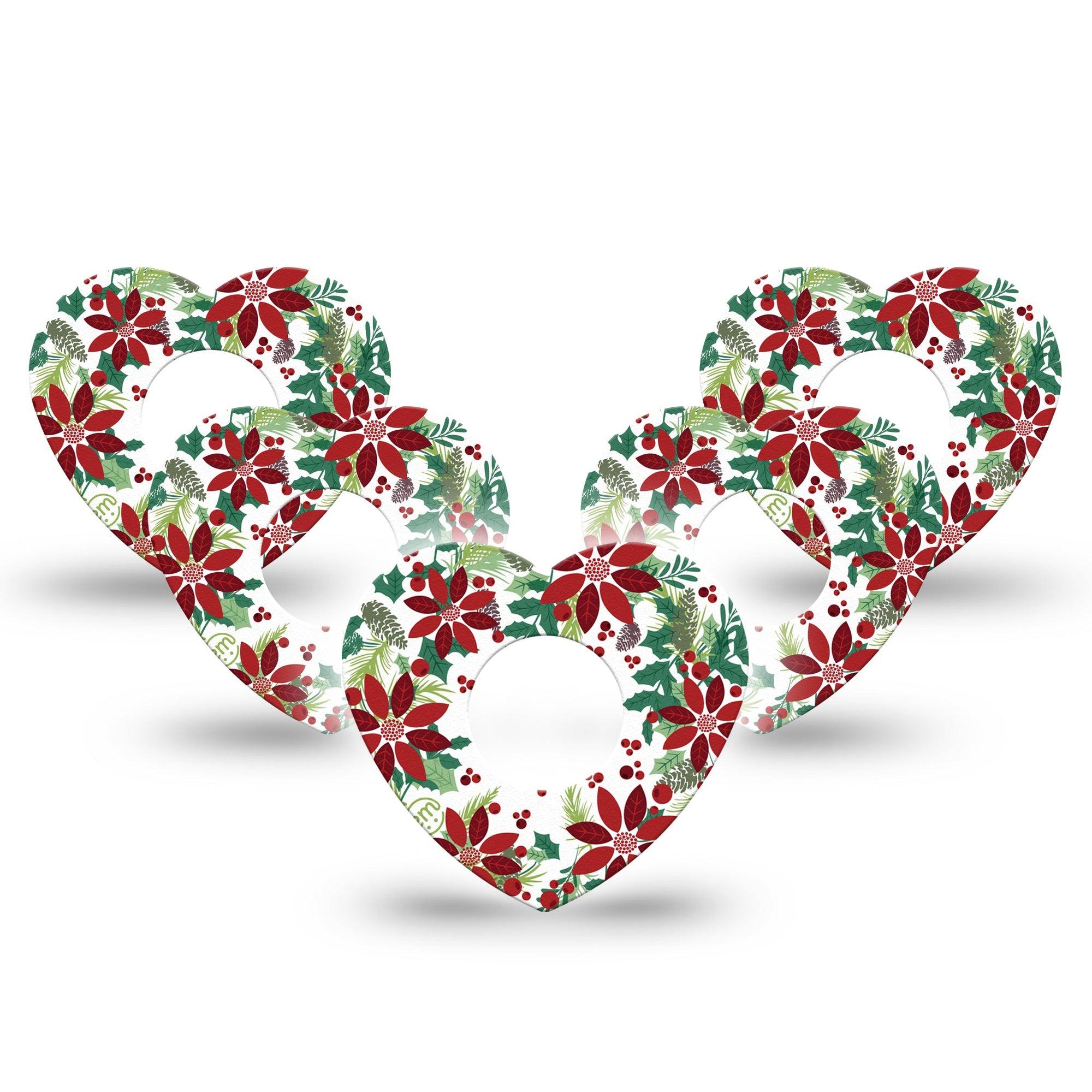 ExpressionMed Christmas Wreath Infusion Set Heart Shape Tape 10-Pack Tape Welcoming Holiday Garland, Adhesive Tape Continuous Glucose Monitor Design