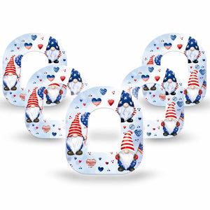 ExpressionMed Summer Gnomies Omnipod Tape 5-Pack Americana flowers themed Adhesive Patch Pump Design