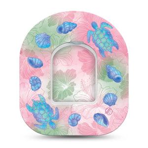 ExpressionMed Turtley One-derful Omnipod, Single Tape and Single Sticker Hibiscus florals Decorative Patch For Insulin Pump