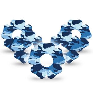 ExpressionMed Blue Camo Infusion Set Flower Shape Tape 10-Pack Tape Cool Camo Plaster Continuous Glucose Monitor Design
