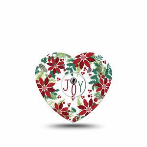 ExpressionMed Christmas Wreath Freestyle Libre 2 Heart Shape Tape, Abbott Lingo, Single Tape and Single Sticker Happy Holidays Themed Wreath, Adhesive Patch CGM Design