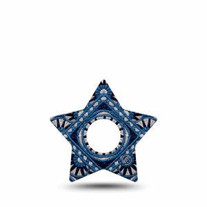 ExpressionMed Indigo Loomwork Freestyle Libre 3 and Libre 3 Plus Star, Single Tape Black blue tan geometric Best Covers for CGM