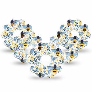 ExpressionMed Busy Bees Freestyle Libre 3 and Libre 3 Plus Flower, 5-Pack Delicate bees flowers Sensor Cover for Continuous Glucose Monitor