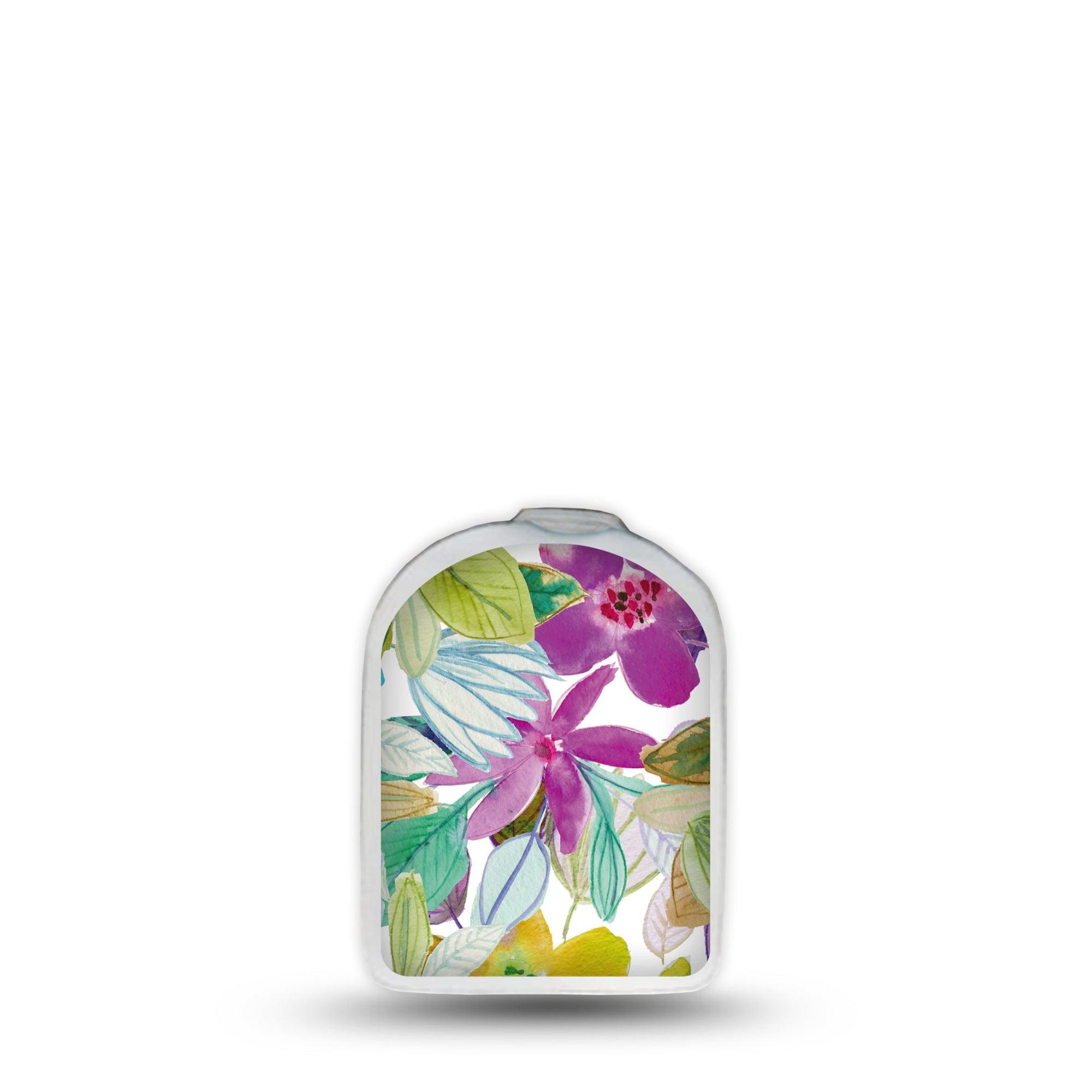 ExpressionMed Watercolor Floral Omnipod Surface Center Sticker Single Sticker Soft Painted Flowers Inspired Vinyl Decoration Pump Design