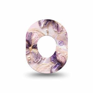 ExpressionMed Pink Pearls Dexcom G7 and Dexcom Stelo Glucose Biosensor System Mini, Single Tape Sparkle glitter floral inspired Waterproof Plaster for CGM