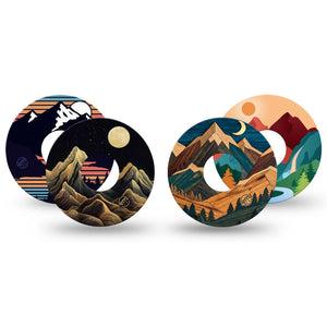 ExpressionMed Mountain Escapade Freestyle Libre 3 and Libre 3 Plus, 4-Pack Tape retro woodland mountain illustration Best Covers for CGM