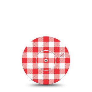 ExpressionMed Red Gingham Freestyle Libre, Libre 2 Plus, and Abbott Lingo, Single Tape and Single Sticker Fourth of July inspired Overlay Patch for CGM