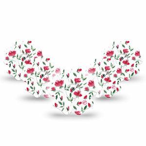 ExpressionMed Rose Garden Freestyle Libre 3 and Libre 3 Plus Flower Shape Tape 5-Pack Tape and 5-Pack Sticker Floral Garden, Overlay Tape CGM Design