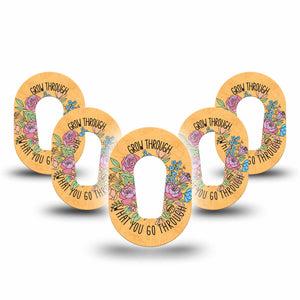 ExpressionMed Strength in Bloom Dexcom G6 Mini, 5-Pack Flourishing flowers Waterproof Plaster for Continuous Glucose Monitor