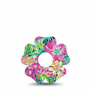 ExpressionMed Tropic Burst Freestyle Libre 3 and Libre 3 Plus Flower Shape Tape Single Tape Tropic Colors, Overlay Tape CGM Design