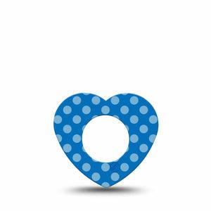 ExpressionMed Blue Polka Dots Freestyle Libre 2 and Libre 2 Plus Heart Shape Tape, Abbott Lingo, Single Tape Polka Dots Classic, Adhesive Patch CGM Design