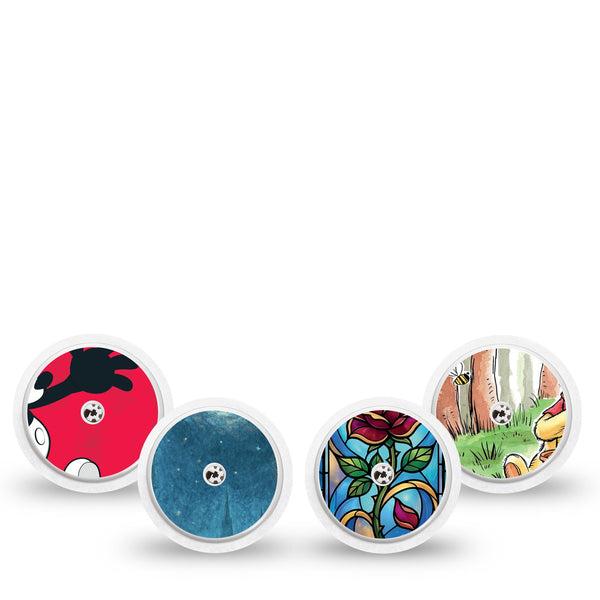 ExpressionMed Fairytale Freestyle Libre, Libre 2 Plus, and Abbott Lingo Sticker, 4-Pack Sticker magical disney fairytale aesthetic Overlay Patch for Continuous Glucose Monitor