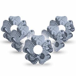 ExpressionMed Dani Freestyle Libre 3 and Libre 3 Plus Flower Shape Tape 5-Pack Tape Line Floral Overlay Tape CGM Design