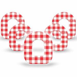 ExpressionMed Red Gingham Omnipod, 5-Pack vintage picnic plaid Sensor Cover For Pump