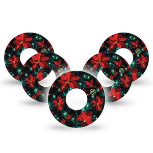 ExpressionMed Christmas Floral Infusion Set Tape, 10-Pack Tape Christmas Wreath, Overlay Patch Continuous Glucose Monitor Design