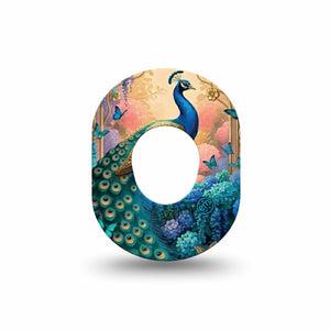 ExpressionMed Majestic Peacock Dexcom G7 and Dexcom Stelo Glucose Biosensor System Mini, Single Tape elegant peacock style Waterproof Plaster for CGM