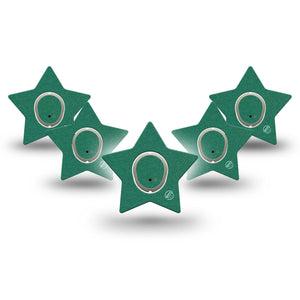 ExpressionMed Forest Green Dexcom G7 Star Shape Tape, Dexcom Stelo Glucose Biosensor System, 5-Pack Tape and 5-Pack Sticker Solid Color, Overlay Patch CGM Design