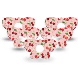 ExpressionMed Cherries Freestyle Libre 3 and Libre 3 Plus Butterfly Shape Tape, 5-Pack Tape Summer Fruit, Overlay Patch CGM Design