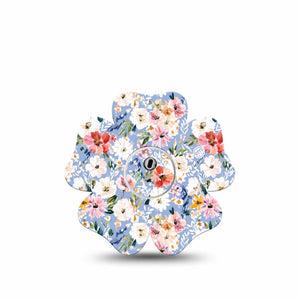 ExpressionMed Petal Breeze Freestyle Libre 3 and Libre 3 Plus Flower, Single Tape and Single Sticker Fresh florals Adhesive Tape for CGM