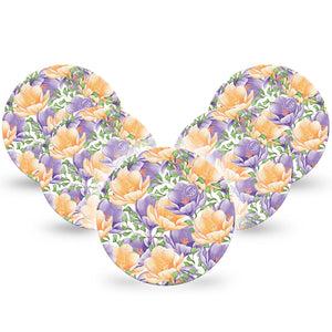 ExpressionMed Crocus Flowers Freestyle Dexcom G7 Overpatch 5-Pack white crocus Fixing Ring Patch CGM Design, Dexcom Stelo