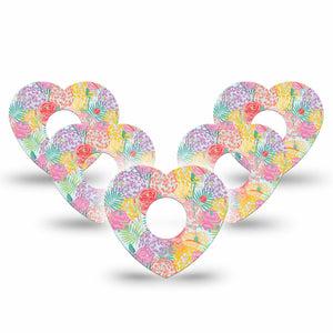 ExpressionMed Spring Flowers Freestyle Libre 3 and Libre 3 Plus Heart, 5-Pack Bright spring flowers,  Overlay Tape for Continuous Glucose Monitor