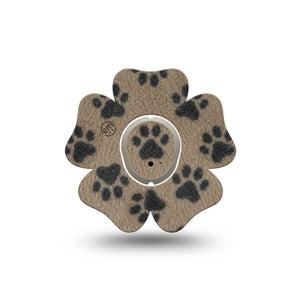 ExpressionMed Fuzzy Pawprints Dexcom G7 and Dexcom Stelo Glucose Biosensor System Flower, Single Tape and Single Sticker Fleece like paw pattern Patch for CGM
