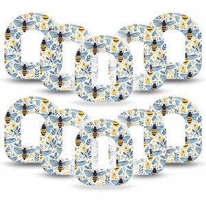 ExpressionMed Busy Bees Omnipod, 10-Pack Blue and gold Sensor Decoration For Insulin Pump