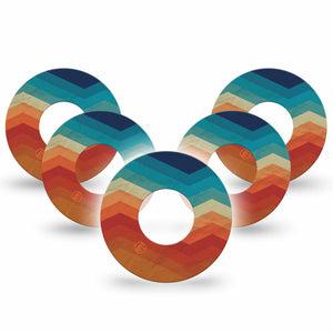 ExpressionMed Retro Winter Coat Freestyle Libre and Libre 2 Plus Tape, Abbott Lingo, 5-Pack Tape Color Block Style, Fixing Ring Tape Continuous Glucose Monitor Design