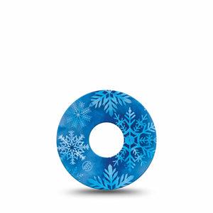 ExpressionMed Falling Snow Freestyle Libre 3 and Libre 3 Plus Tape, Single Tape Frozen Snowflakes, Adhesive Tape Continuous Glucose Monitor Design