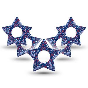 ExpressionMed Independence Paisley Infusion Set Star Shape Tape 10-Pack Tape Classic Paisley Pattern, Fixing Ring Patch Continuous Glucose Monitor Design