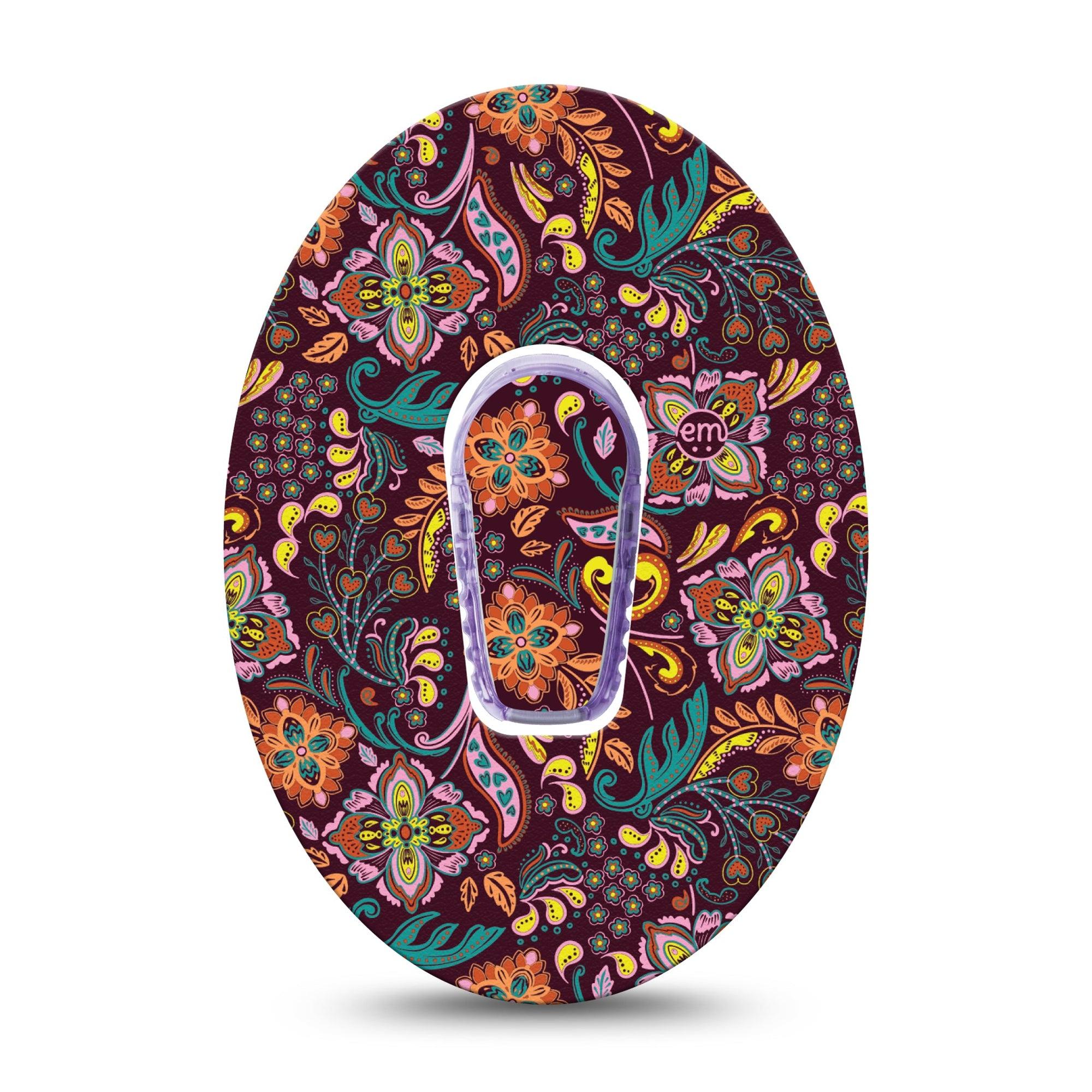 ExpressionMed Ornate Floral Dexcom G6 Sticker and Tape Boho Pattern Floral, Vinyl Sticker and Tape Design CGM Design