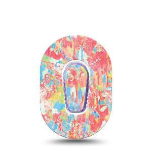 ExpressionMed Faded Summer Dexcom G6 Mini Tape Single Tape and Single Sticker Vintage Cool Blue Orange Pattern, Adhesive Tape CGM Design