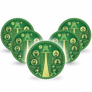 ExpressionMed Dorothy and Friends Freestyle Libre and Libre 2 Plus Overpatch, Abbott Lingo, 5-Pack Tape Oz Characters, Fixing Ring Patch CGM Design